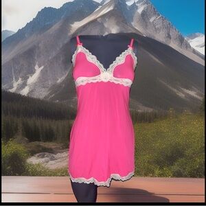 Victoria's Secret Pink and White Lace Chemise